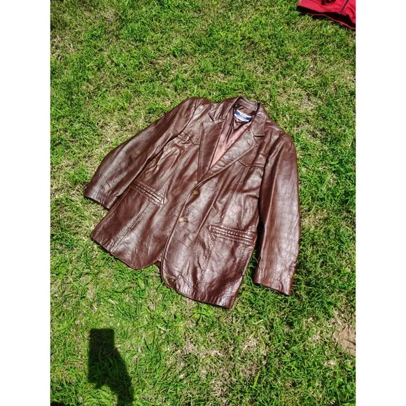 Breier Of Amsterdam Leather Jacket‎ Mens Large Brown Vintage 70s Suit USA Made